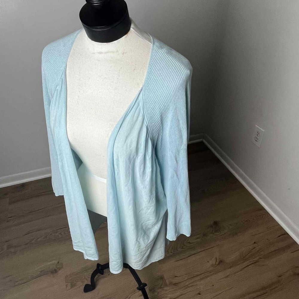 J.‎ JILL Light Ice Blue Open Front Draped Linen Cardigan Size Large